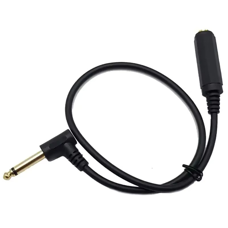 BSN Mono-Winkel-Audiokabel mit 6,3 mm auf 6,35 mm Stecker auf Buchse, Schwarz, Länge: 0,5 m - Bild 4