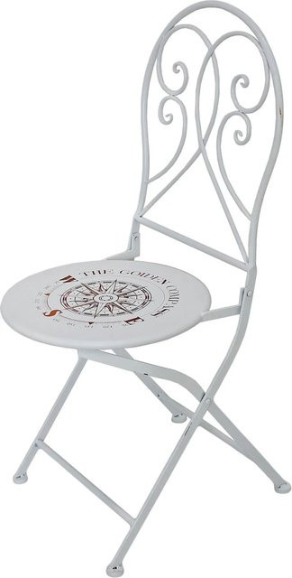 DELUKE Gartenstuhl 2er Set STELLA Klappstühle aus Stahl in Weiß, wetterfeste Outdoor-Gartenstühle mit orientalischem Muster - Bild 1