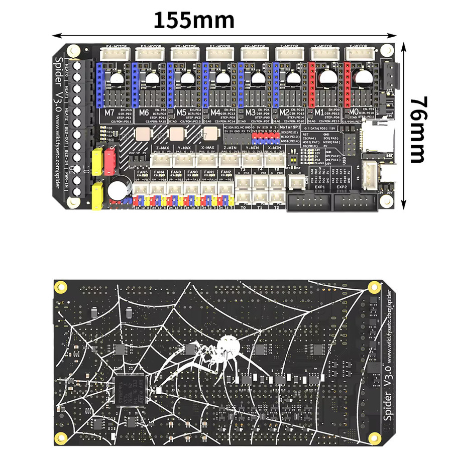FYSETC Spider V3.0 32Bit Motherboard STM32F446 Steuerplatine mit CAN-Schnittstelle für Voron 2.4 R2 und Trident 3D-Drucker in Schwarz - Bild 4