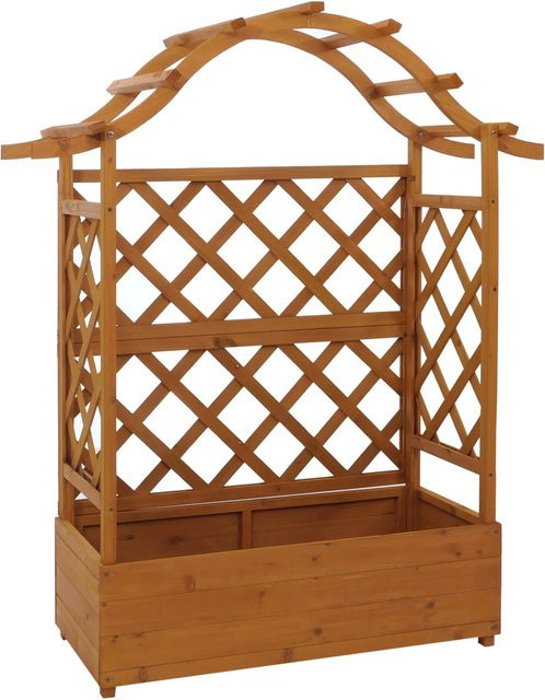 PROREGAL Hochbeet aus Tannenholz mit Rankgitter als Pflanzkübel und Spalier, Farbe: Braun/Beige, H x B x T: 138 x 110 x 44 cm - Bild 1