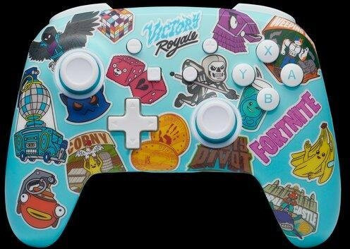 PowerA Enhanced Wireless Controller für Nintendo Switch, Nintendo Switch Lite und Nintendo Switch OLED im Fortnite Sticker Mania Design, Multicolour, mit Bluetooth und USB-C - Bild 1