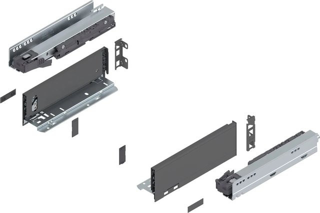 Blum Legrabox Pure Set Schubladenauszug Tip-On Vollauszug, Farbe: Oriongrau, Tiefe: 270 mm, Tragkraft: 40 kg, 1 Paar - Bild 1