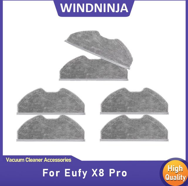 WINDNINJA Wischmopptücher für Eufy X8 Pro Roboter-Staubsauger, Ersatz Wischpads, grau - Bild 1