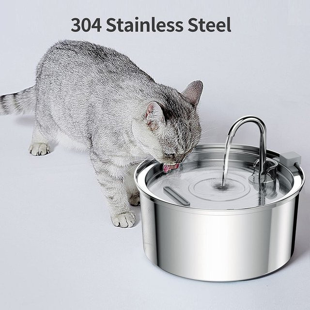 Weomg Automatischer Trinknapf für Katzen und Hunde mit Induktion und Filter, Edelstahl, Silber, 3,2 l - Bild 1