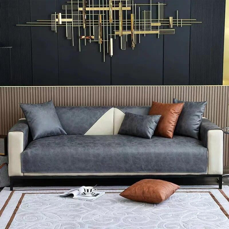 Wasserdichtes und weiches Leder-Sofahandtuch in Blau als rutschfester Möbelschutz für dein Sofa, B/B: 110 x 210 cm - Bild 3