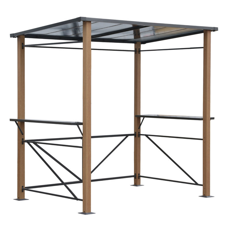 Leco Luxus-Grillpavillon aus Aluminium in Holzoptik, Anthrazit-Grau, B/T/H: 150 x 235 x 227 cm - Bild 3