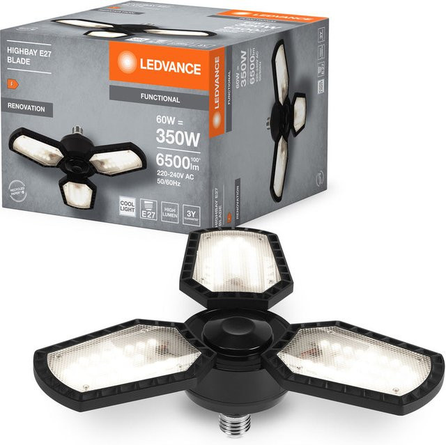 LEDVANCE Highbay Blade Deckenlampe in Schwarz, 60 W, 6500 lm, Neutralweiß 4000 K, E27, Durchmesser: 33,75 cm, IP20 - Bild 1
