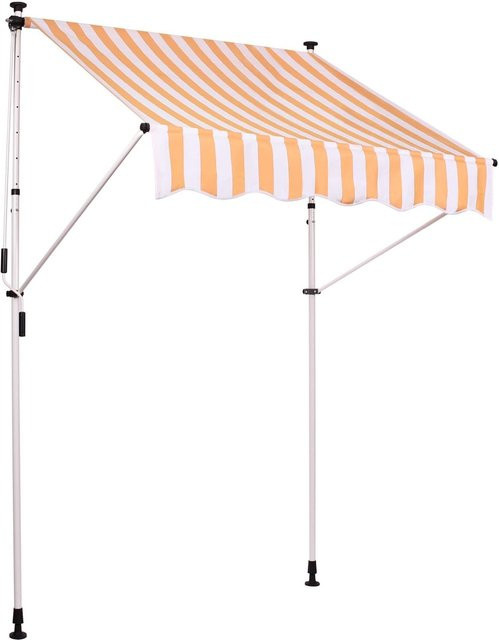 TPFGarden Klemmmarkise Wendy aus Polyester mit Kurbel, weiß/gelb, B/H: 250 x 120 cm - Bild 1