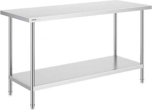 VEVOR Edelstahl Arbeitstisch in Silber, höhenverstellbare Arbeitsstation aus Edelstahl, B/T/H: 152,4 x 61,0 x 86,4 cm - Bild 1