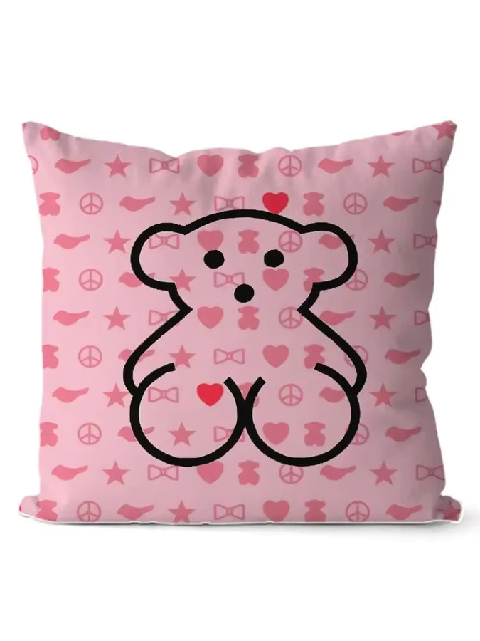 T_T_TOus quadratischer Kissenbezug aus weichem Plüschstoff mit Tiermotiv, doppelseitig bedruckt, Farben: Weiß und Pink, Breite: 30 cm, Höhe: 30 cm - Bild 2