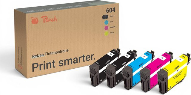 Peach E604 XL Druckerpatronen Set für Epson No. 604XL, 5er Pack (2x Schwarz, Cyan, Magenta, Gelb), wiederaufbereitet - Bild 1