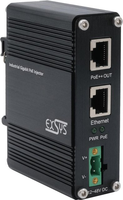 Exsys PoE++ Gigabit Injektor 95W Schwarz EX-60315 mit DC Eingang +12V bis +48V - Bild 1