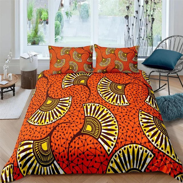 JMG Household Supplies Ethno Bettwäsche-Set Orange im Boho-Stil aus Polyester, B/H: 135 x 200 cm - Bild 1