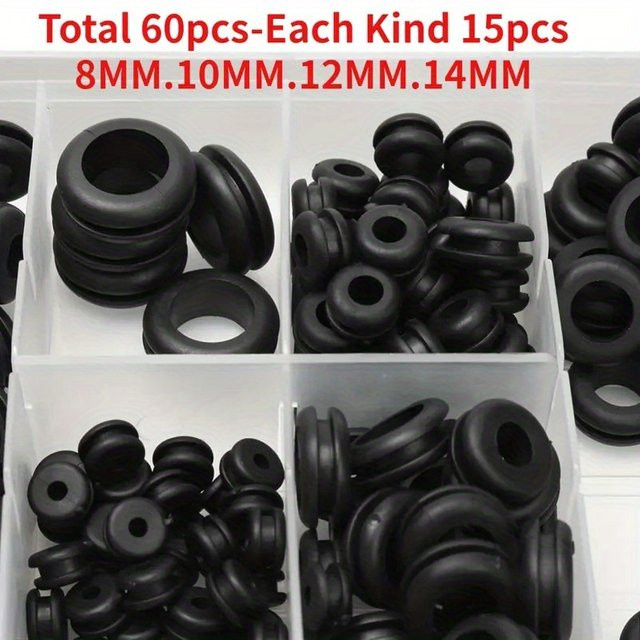 Tnbotry O-Ring Dichtungs Set aus Nylon in Schwarz mit Durchmessern 8 mm, 10 mm, 12 mm und 14 mm - Bild 1