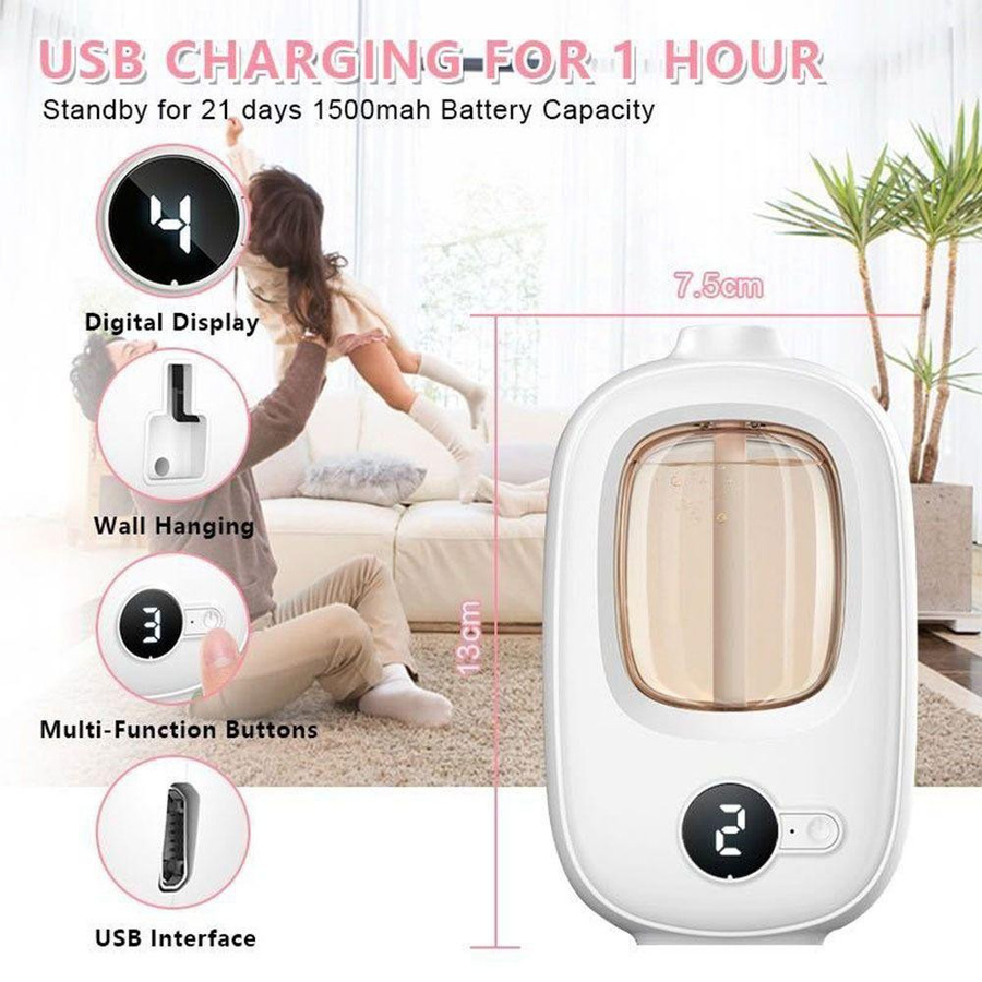 Meiling Automatischer Aromatherapie-Diffuser mit Digitalanzeige, Wiederaufladbar, Weiß - Bild 3