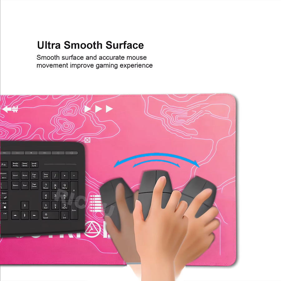 Riccu HD XXL Gaming Mauspad im Science-Fiction-Stil mit Konturlinien in Pink - Bild 3
