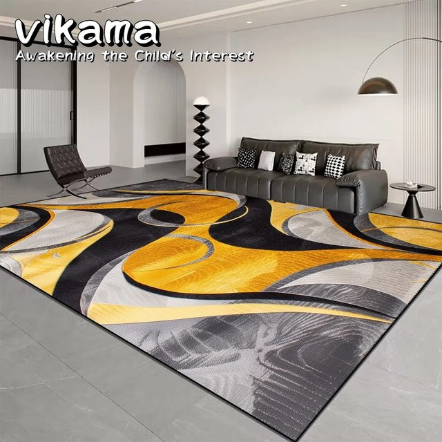 VIKAMA Loop Pile Modern Abstract Curve Design Teppich, rutschfest und langlebig, Mehrfarbig, Breite: 160 cm, Tiefe: 100 cm - Bild 1
