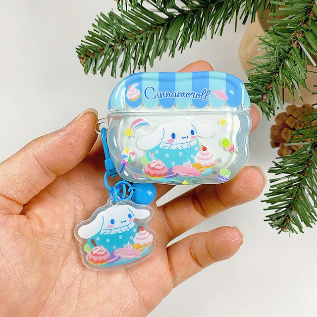 Cinnamoroll Silikon Schutzhülle für Apple AirPods 1 2 3 4 Pro und Pro 2 in Blau und Mehrfarbig mit Anhänger - Bild 1
