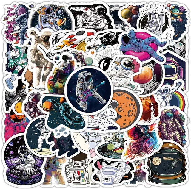 60-teiliges Astronauten Aufkleber-Set aus Papier in Multicolour von Anime Worlds Store - Bild 1