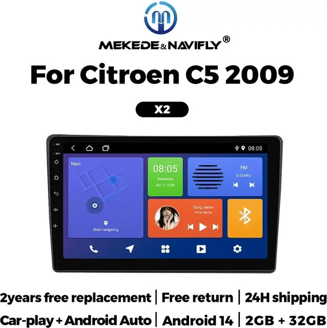 STRONGNAVI 2DIN Multimedia Autoradio mit 9 Zoll Display für Citroen C5 (2008-2017), Android Auto, Wireless Carplay und GPS, Schwarz - Bild 1