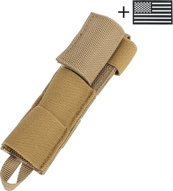 GEXIKE Nylon-Funkantennen-Tasche, tragbare zylindrische Aufbewahrungstasche mit MOLLE-Riemen und Klettverschluss für Walkie-Talkie-Antennen in Schwarz oder Beige - Bild 1
