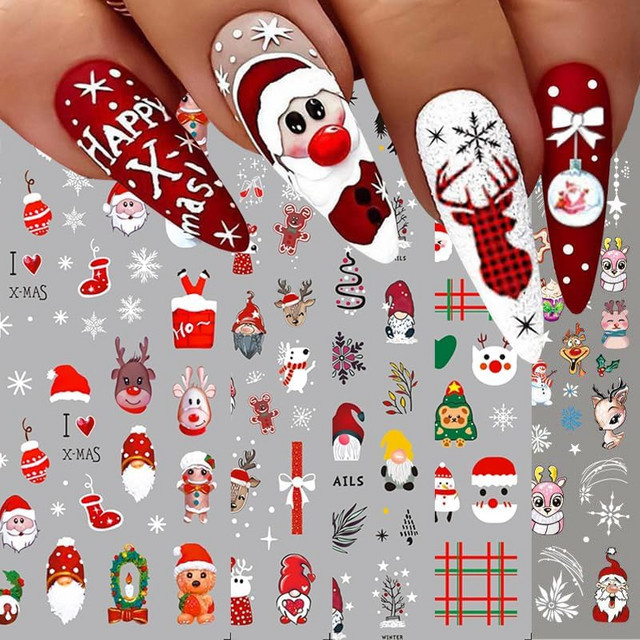 SJP Nail Art Aufkleber Weihnachten, 10 Blatt, 3D selbstklebend - Bild 1