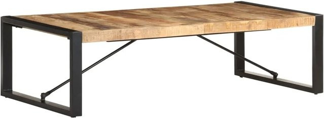 vidaXL Couchtisch aus Mangoholz und Metall im Industrial Design, B/T/H: 140 x 70 x 40 cm, Braun/Schwarz - Bild 1