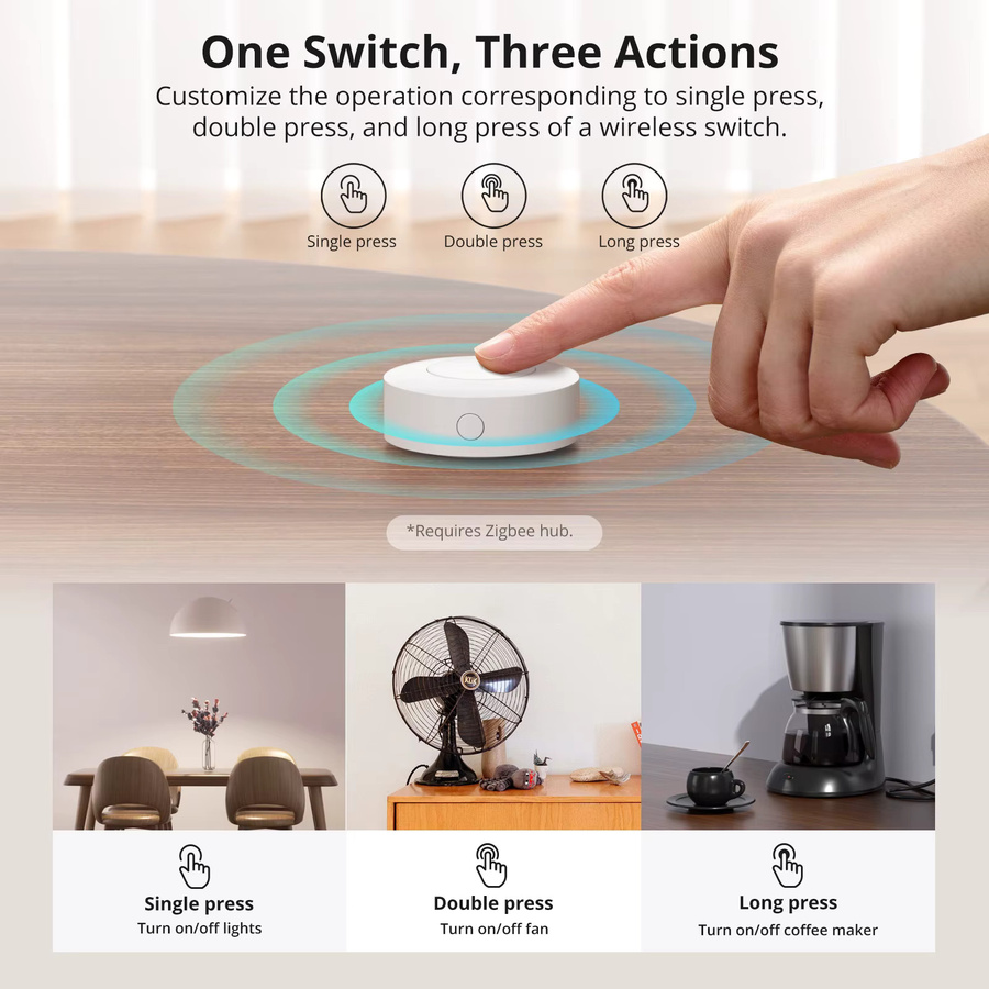 SONOFF Zigbee Drahtloser Smart Home Schalter SNZB-01P in Weiß zur Szenensteuerung kompatibel mit Alexa und SmartThings - Bild 3