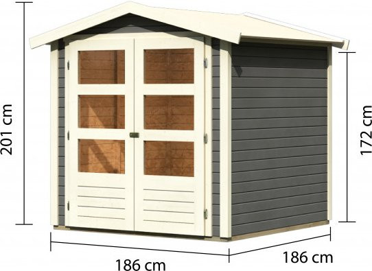 KARIBU Gartenhaus Amberg 2 aus Holz in Terragrau, B/H/T: 186 x 201 x 186 cm - Bild 2