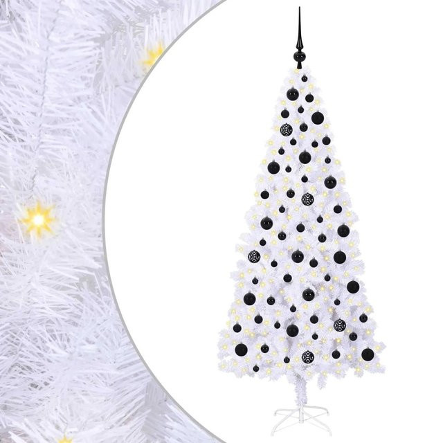vidaXL Künstlicher Weihnachtsbaum Weiß mit RGB LED-Beleuchtung, Höhe: 180 cm, aus PVC und Metall - Bild 1