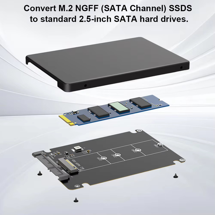 ALLOYSEED M.2 NGFF B-Key zu 2,5 Zoll SATA III SSD-Gehäuse, Schwarz - Bild 4