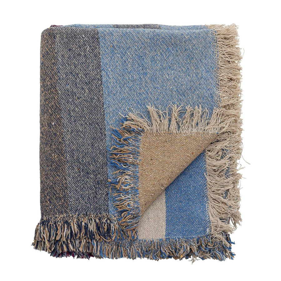 Bloomingville Plaid Maji aus recycelter Baumwolle in Blau, B/B: 130 x 160 cm - Bild 1