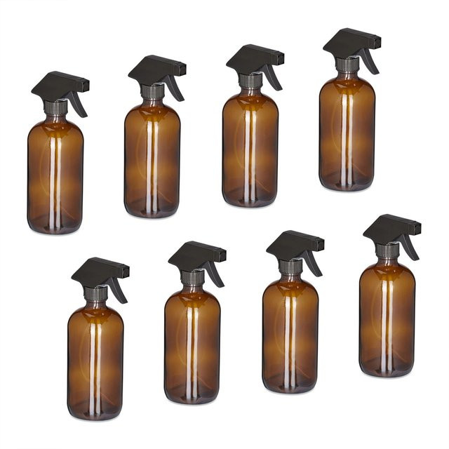 Relaxdays Sprühflaschen Set aus Glas in Braun, 8er Set, 500 ml pro Flasche, B/T/H: 21 x 9,5 x 7,5 cm - Bild 1