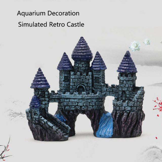 ZHIYANG Aquarium Dekoration Alte Burg aus Harz als Höhle und Ornament für die Aquascaping Landschaft im antiken Stil - Bild 1