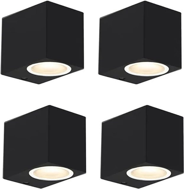 QAZQA 4er Set Moderne Wandleuchten Baleno I in Schwarz, IP44 Up-Down Wandlampen für Badezimmer und Haustür, dimmbar, GU10 - Bild 1