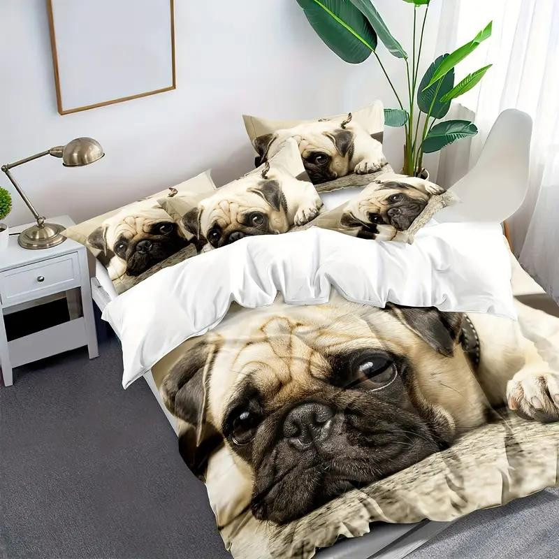 Bettwäsche-Set Binchi Outdoor Product mit niedlichem Mops-Druck aus Polyester, B/H: 135 x 200 cm - Bild 5
