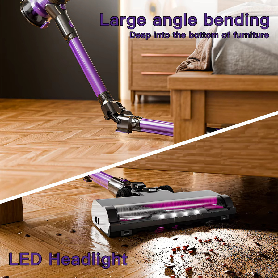 Lamzien Kabelloser Stabstaubsauger in Blau mit 45KPA Saugkraft, LED-Anzeige und 6-in-1 Funktion für Tierhaare, Teppiche und Autos - Bild 4