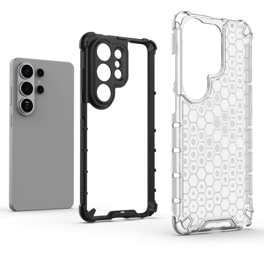 Stoßfeste Schutzhülle mit Wabenmuster für Samsung Galaxy S26 Ultra, S25, S24, S23 und S22 Plus in Transparent und Grün - Bild 3