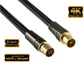 MAG Premium Antennenkabel mit 24k vergoldeten Steckern für HD und Ultra HD, Schwarz, Länge: 1 m - Bild 1