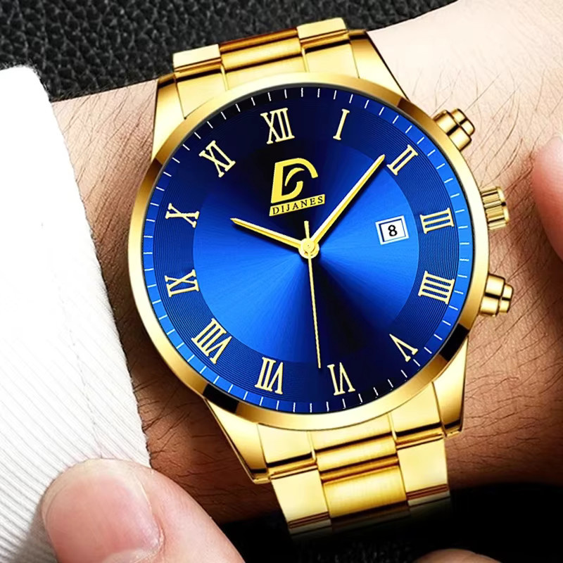 DEYROS Armbanduhr Edelstahl, Gold, Quarz, Herren, Datum - Bild 5