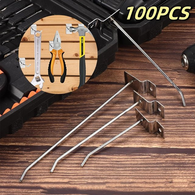 100 Stück Lamellenwand-Haken aus Metall in Chrom/Silber für Einzelhandelsdisplay und Garage - Bild 1