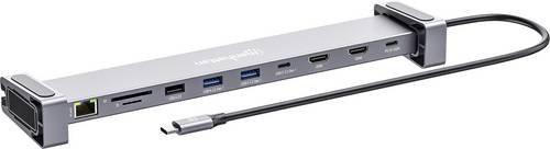 Manhattan Notebook Dockingstation mit integriertem Kartenleser, USB-C Power Delivery, HDMI, Ethernet und USB-A in Grau - Bild 1