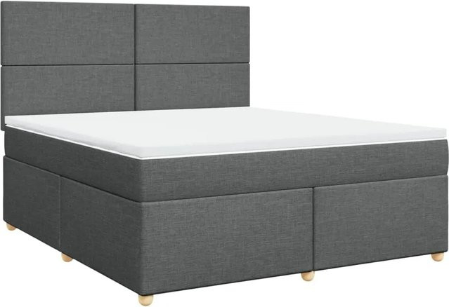 vidaXL Boxspringbett mit Matratze Hybrid Dunkelgrau B/T/H: 180 x 200 x 140,5 cm - Bild 1