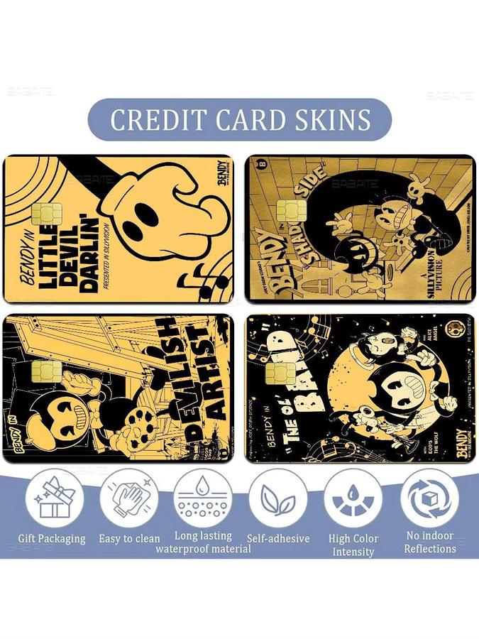 B-Bendy A-And The I-Ink M-Machine Matte Aufkleber für Bank- und Kreditkarten in Gold, Silber und Schwarz - Bild 7