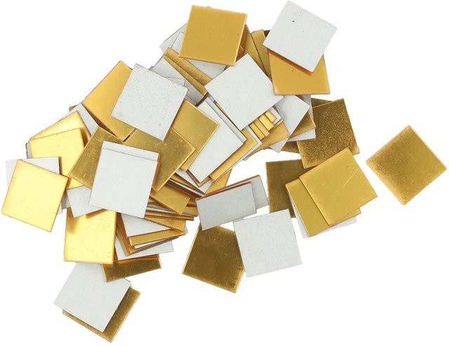 Bloom Play 100 Stück Selbstklebende Echtglas Mini Quadrat Spiegel Mosaik Fliesen Aufkleber in Gold für DIY Handwerk und Heimdekoration - Bild 1