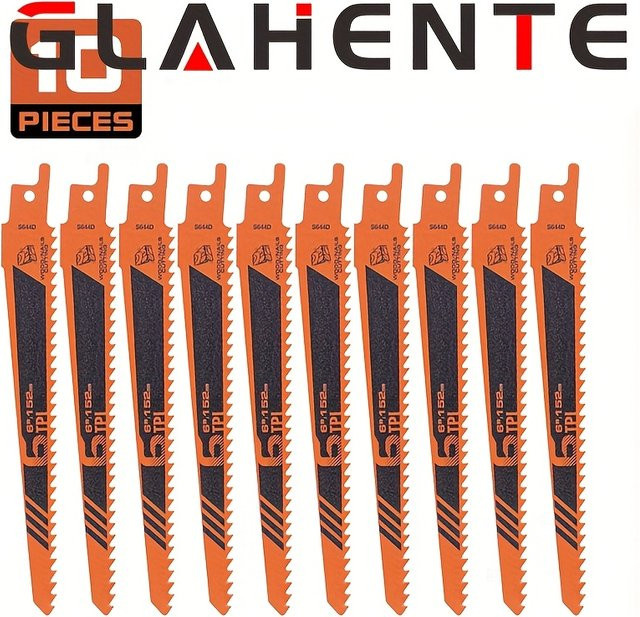 10-teiliges Set Säbelsägeblätter aus Kohlenstoffstahl in Orange für Holz, Kunststoff und Aluminium - Bild 1