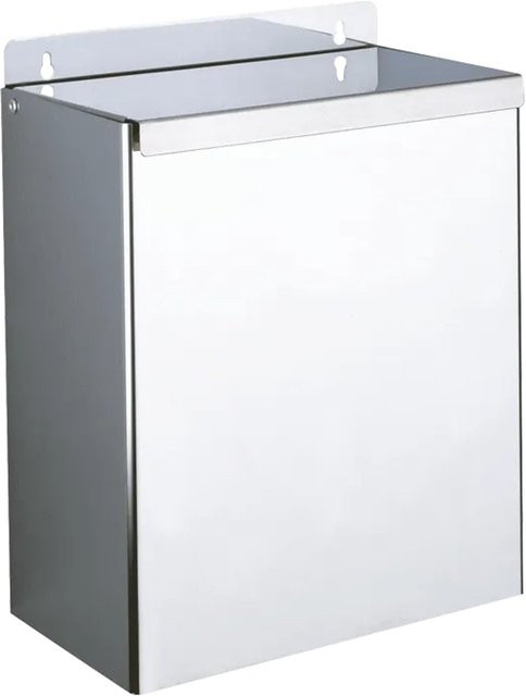 Delabie Abfallbehälter rechteckig zur Wandmontage aus Edelstahl in Silber, B: 32,0 cm, T: 32,0 cm, H: 1,0 cm - Bild 1