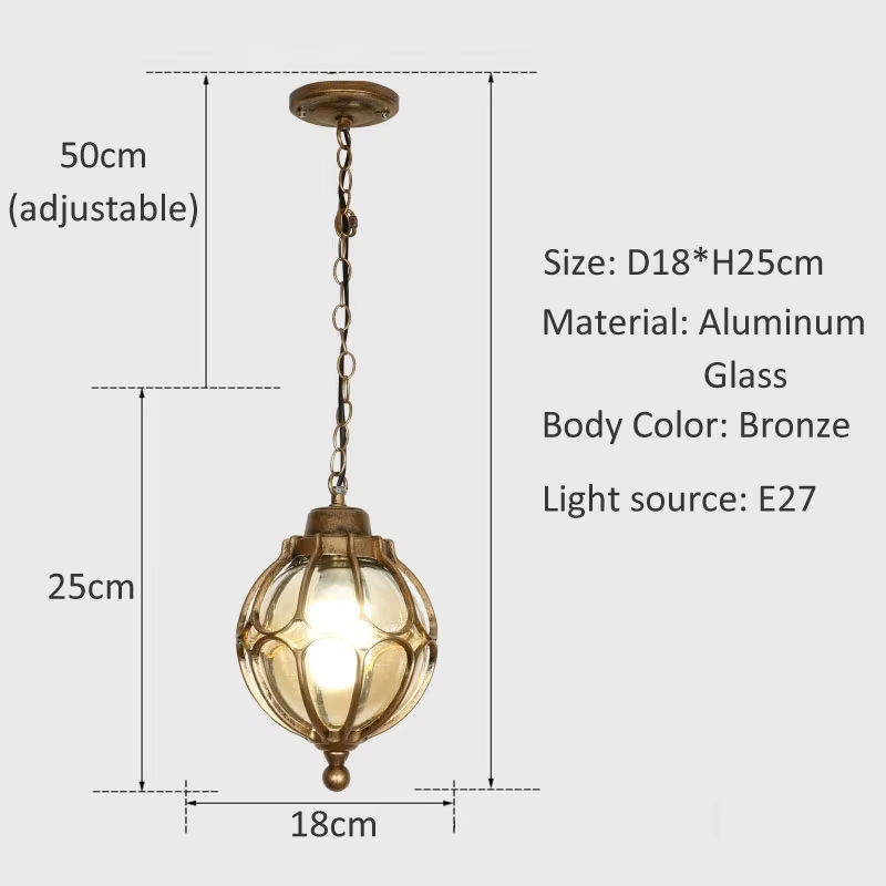 Wecus Amerikanischer Kronleuchter für Außenbereich und Innenbereich, wasserdichte Deckenleuchte aus Metall und Glas in Transparent, Warmweiß - Bild 5