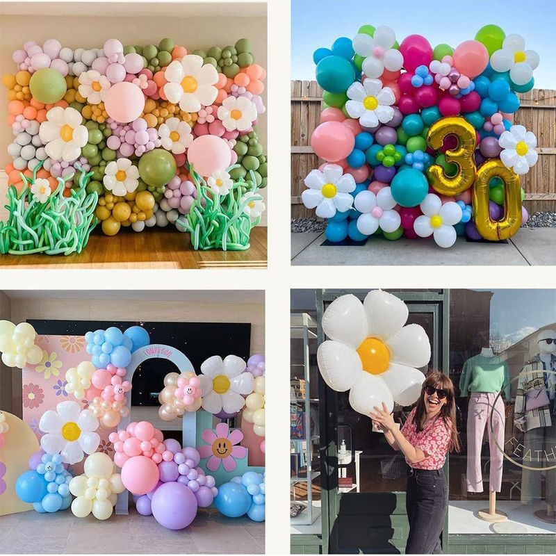 Skyfree Gänseblümchen-Folienballons in Weiß für Boho-Dekorationen bei Geburtstag, Hochzeit oder Ostern - Bild 3