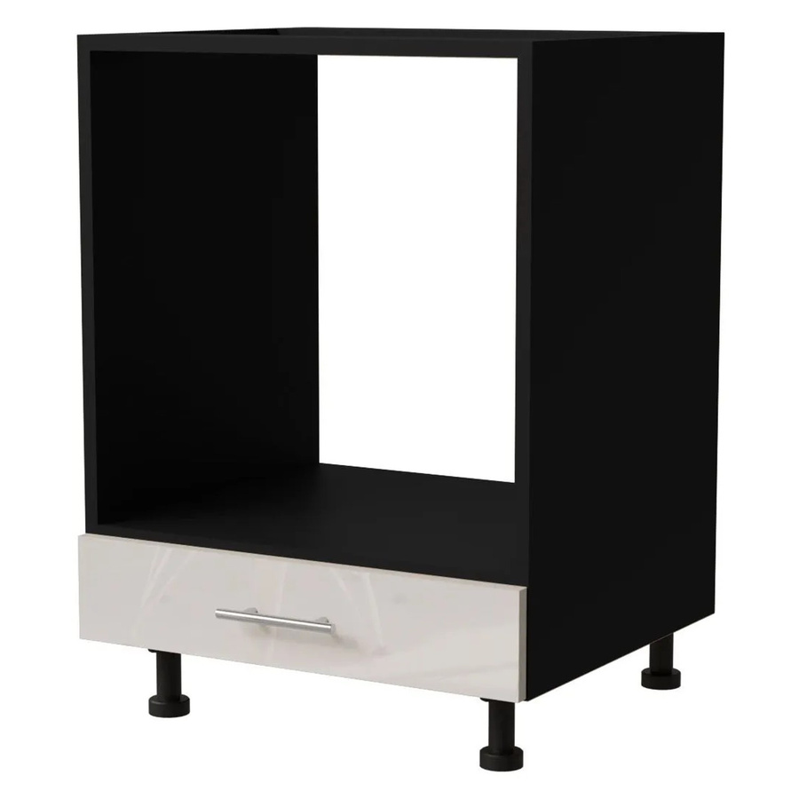 Feldmann-Wohnen Herdumbauschrank Brerra D11K/60 in Schwarz und Creme Hochglanz B/T/H: 60 x 50 x 82 cm - Bild 2